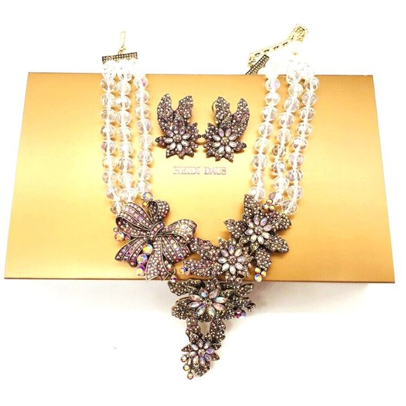 HEIDI DAUS Crystal Floral Necklace & Matching Earrings NWOT Original Box - Picture 7 of 10